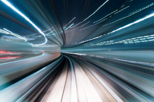 Train moving in tunnel hyperloop